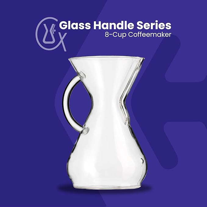 Chemex Bundle - 8-Cup Glass Handle Series - 100 ct Square Filters - Exclusive Packaging