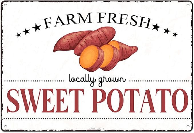 Vintage Sweet Potato Metal Signs Wall Decor Funny Vegetables Art Poster Decorative for Home Farmhouse Kitchen Garden Cafe Bar Farm Porch Fence Yard 12X8 Inch Aluminium Hanging Plaque by WEGUZIX