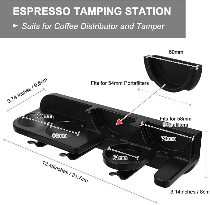 Espresso Tamper Holder Station Laelr Wall Mounted Coffee Station Organizer Coffee Distributor & Tamper 54mm/2.1'' Portafilter Storage Wall Shelf Espresso Accessories Organizer Rack for Bar Home Office - Image 2