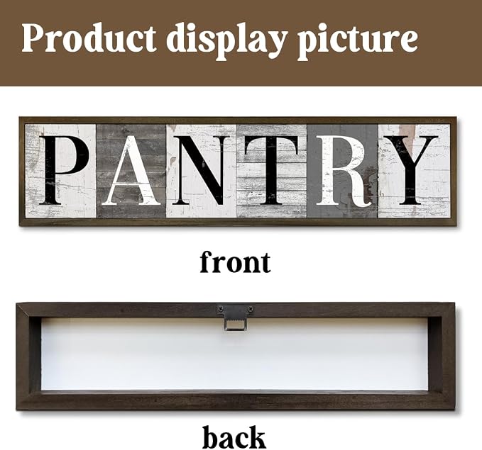 Farmhouse Pantry Signs, Rustic Hanging Wood Sign, Kitchen Wall Art, Pantry Room Decor for Table Shelf, Vintage Home Decor Accent, Housewarming Gifts, Decorative Wooden Plaques 17.8x4x1.2 inches - Image 3
