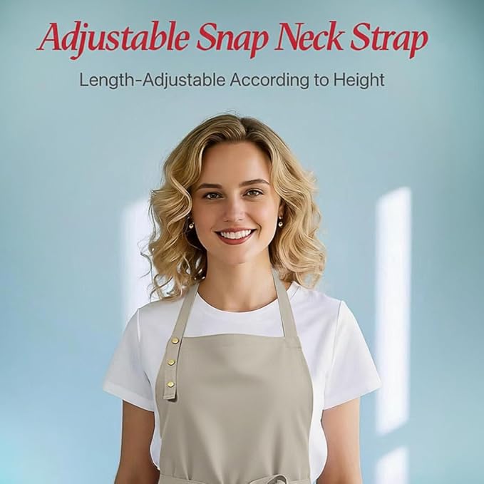 Kitchen Cooking Apron for Women Men Water-Resistant Artist Barista Baking Craft Catering Work Bib with Large Pockets