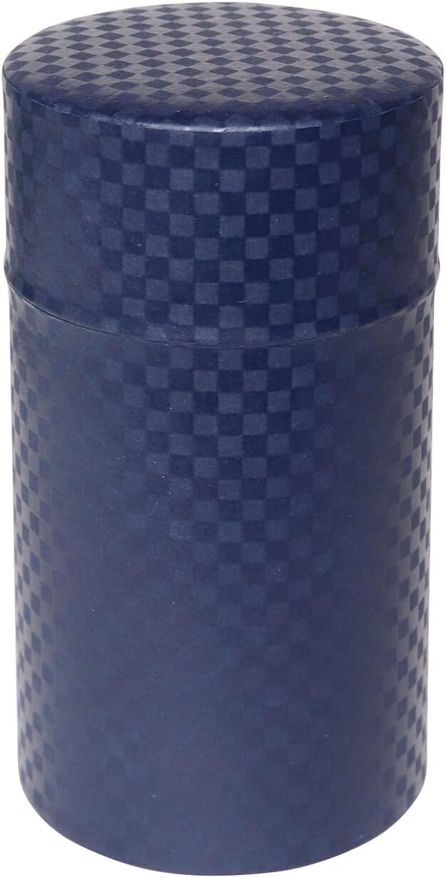 Japanese Pokkan Matcha Coffee Spice Tea Tin Canister Washi Paper Storage with Lid 7.05 oz Capacity (Ao)