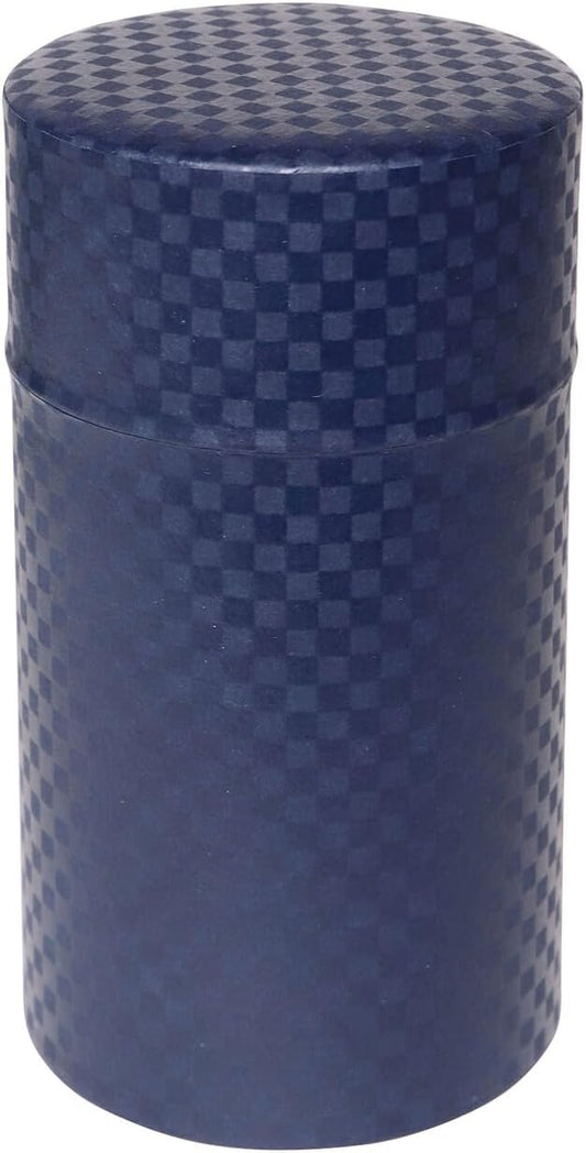 Japanese Pokkan Matcha Coffee Spice Tea Tin Canister Washi Paper Storage with Lid 7.05 oz Capacity (Ao)