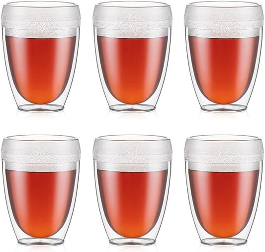 Bodum 12oz Pavina Outdoor Double-Wall Plastic Tumbler, BPA-Free, Set of 6, Clear