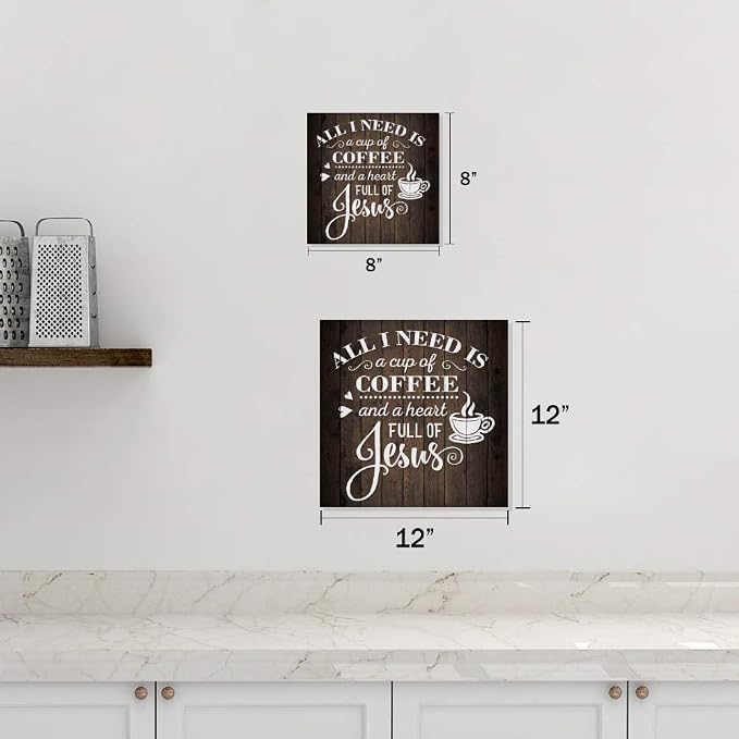 Coffee And Jesus Sign Christian Wood Decor Rustic Signs Wooden Decorations Kitchen Small Religious Plaque Station Wall Home Faith Family Farmhouse Inspirational Scripture 12 x 12 Art B3-12120061069 - Image 4