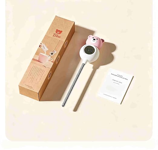 Instant Food Thermometer Digital with ±0.5℉ Precision, Large LCD Display, Food-Grade Silicone/Probe, for Making Milk Powder, Pour-Over Coffee, Kitchen Cooking and Baking Essentials Accessories - Pink