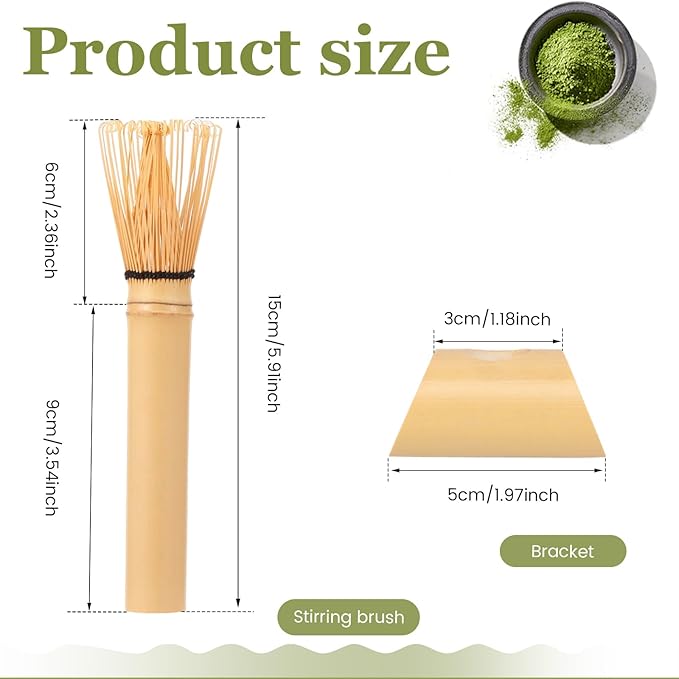 Bamboo Matcha Whisk with Long Handle and Stand, Bamboo Whisk for Matcha Tea Traditional Japanese Chasen Matcha Stirrer (Bamboo Whisk)