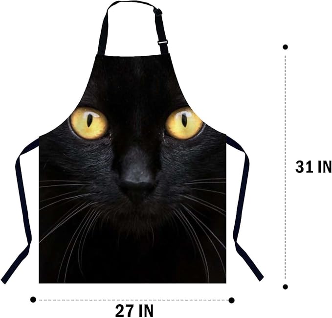 Black Cat in the Dark Waterproof Apron Kitchen Chef Aprons Bibs for Grooming Cooking Baking Painting Gardening - Image 2