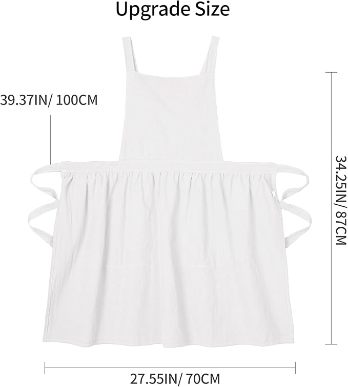 Pinknoke Cute Cotton Pinafore Aprons for Women with Pockets for Kitchen | Vintage Apron Dress,Adjustable Cross Back,2 Pockets,Long Straps,for Cooking Backing Gardening Painting Cleaning Gift Giving - Image 6