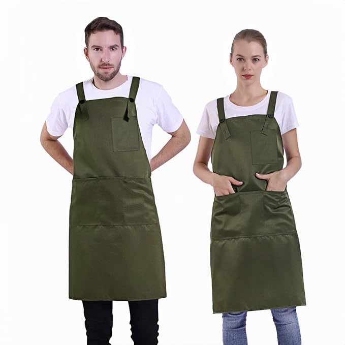 BIGHAS H Back Style Apron with Pocket for Women, Men Adjustable Large Size Comfortable, Kitchen, Home, Cooking 12 Colors by BIGHAS