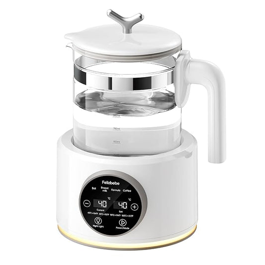Baby Instant Warmer, Baby Milk Warmer Glass Electric Kettle Boiler with Night Light, Accurate Temperature Control for Formula, 1.2L Glass Water Warmer Breastmilk,Boil Coffee,Tea, 24H Insulation