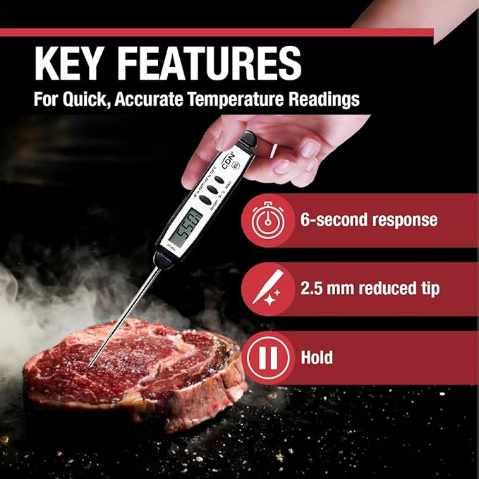 CDN Waterproof Digital Cooking Thermometer Instant Read 2.75" Stainless Shatterproof Ideal for Meat, Poultry, BBQ NSF Certified DT450X
