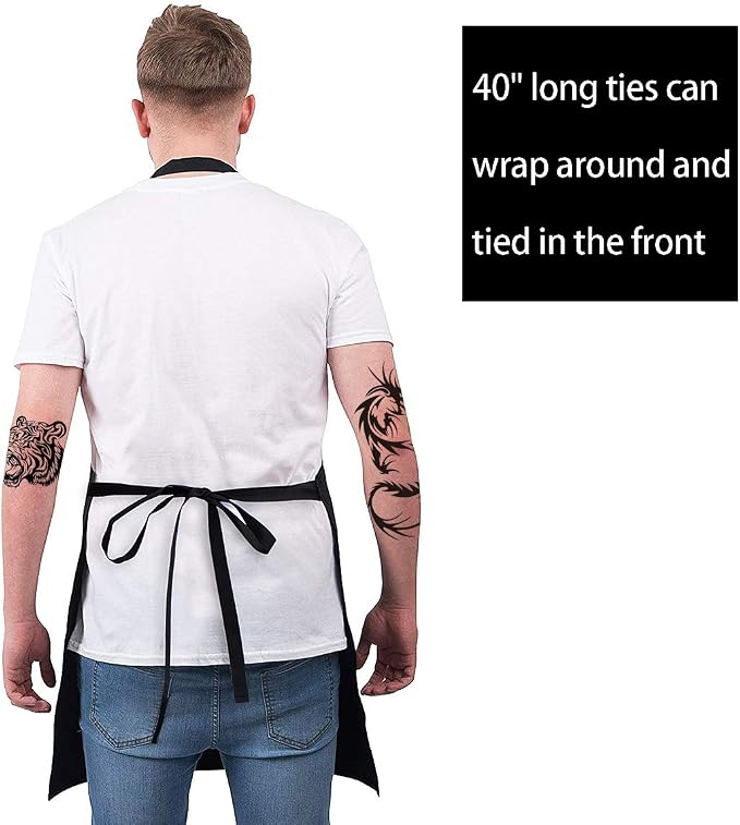 Kitchen Chef Apron - MR. GOOD LOOKIN' IS COOKIN' Funny Aprons for Men Dad - Adjustable Bib Apron with 2 Pockets and 40" Long Ties, Perfect for Cooking, Grilling, BBQ, Baking - Black - Image 3