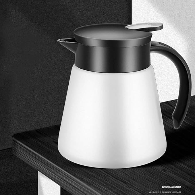Thermal Coffee Carafe Tea Pot 20 Oz Stainless Steel Double Wall Vacuum Insulated Coffee Water & Beverage Dispenser White