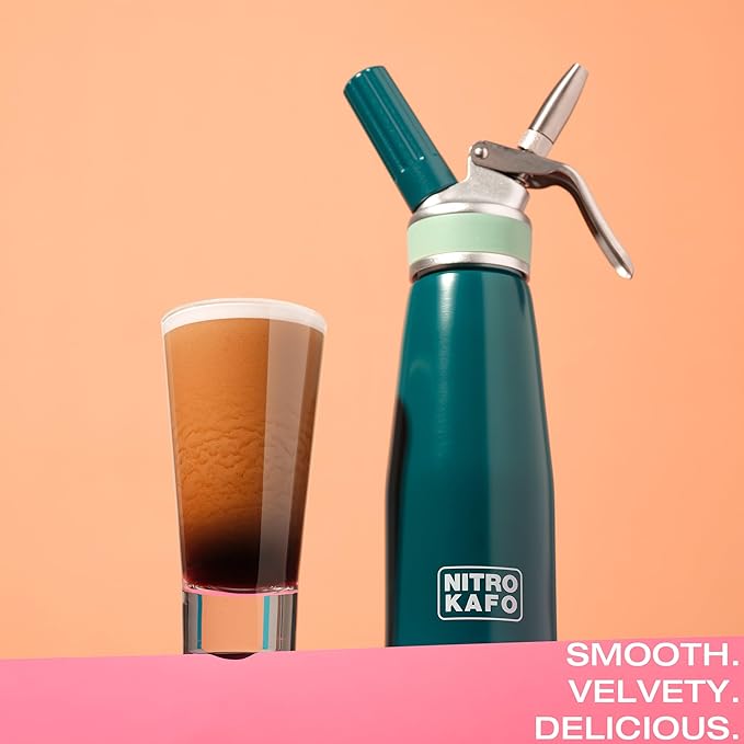 1L Nitro Coffee Maker, Aluminum Nitro Cold Brew Coffee Maker with Special Nitro Diffuser Nozzle & Cold Brew Maker for Making Nitro Cold Brew, 1 Quart/1L, Includes (10) Nitro Cartridges