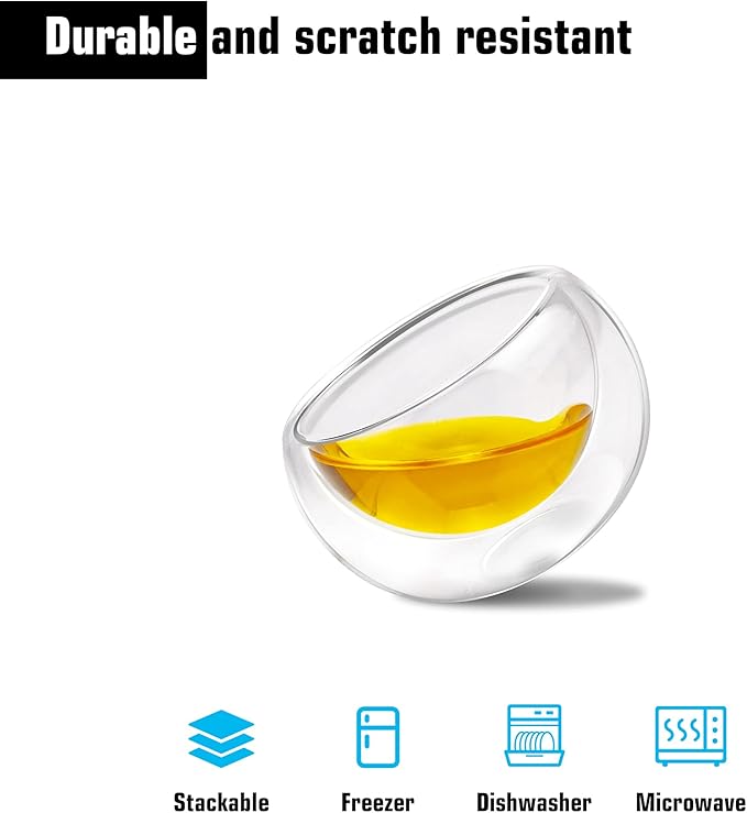 Double-walled Borosilicate Glass Tiny Teacups Each Holds 2 Oz／60ml (6 PCS)