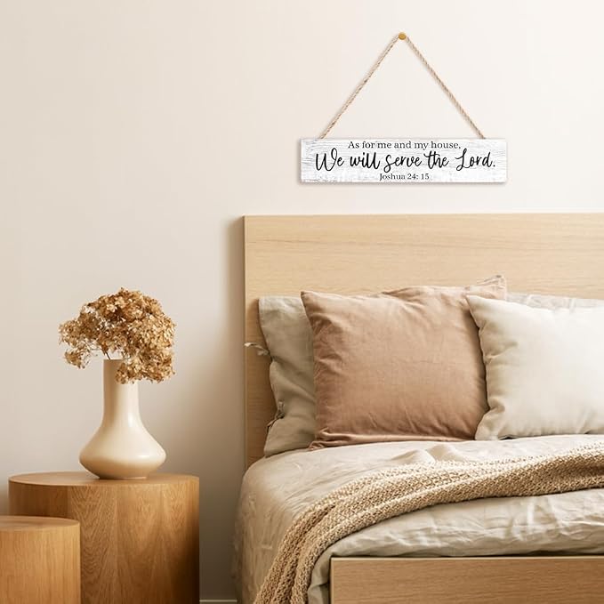 AGMDESIGN As for Me And My House We Will Serve The Lord Bible Verse Wood Sign, Christian Declaration Decor for Prayer Room Church, Faith-Based Wall Decor, Christian Jesus Hanging Wooden Plaque - Image 5