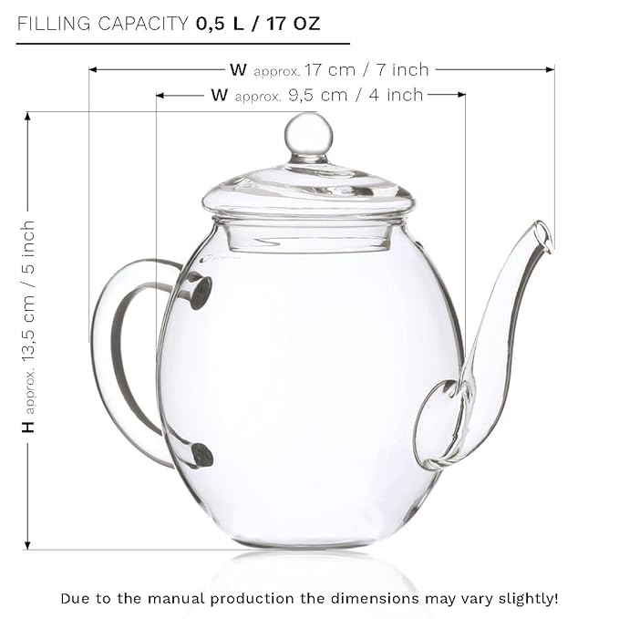 Creano Flowering Tea – Flower Tea Ball Gift set with 17oz Glass Teapot - Black tea