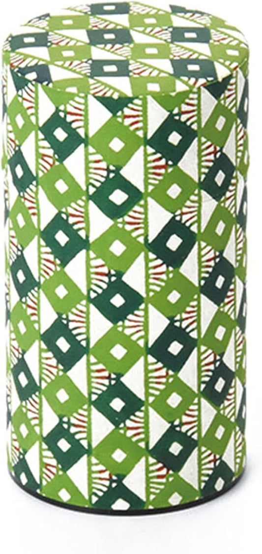 Japanese Pokkan Matcha Coffee Spice Tea Tin Canister Washi Paper Storage with Lid 7.05 oz Capacity (Daiya)