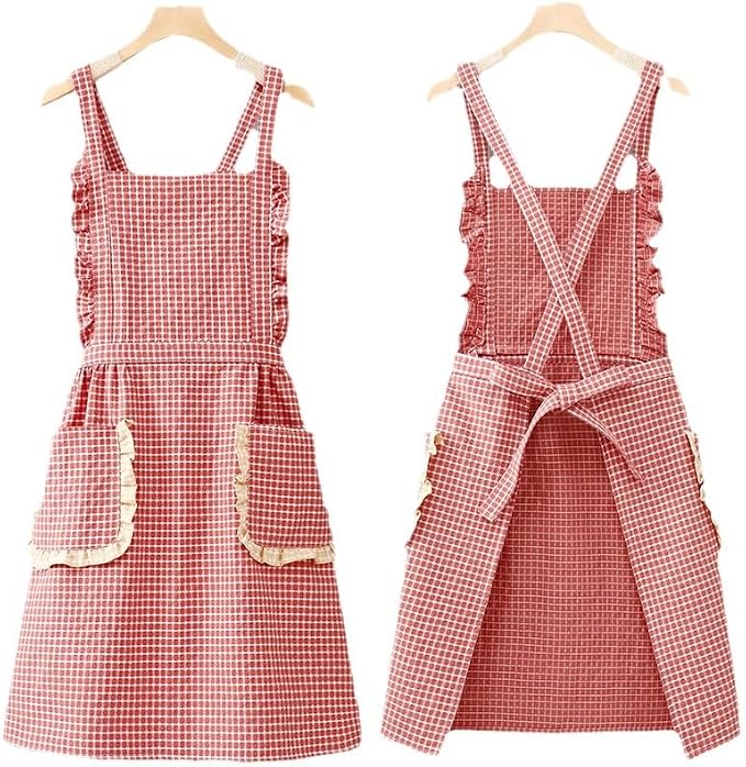 Small Cooking Apron with Pocket, Pinafore Apron Dress for Women, Kitchen Apron Gift for Women, Weight within 140lb - Image 4