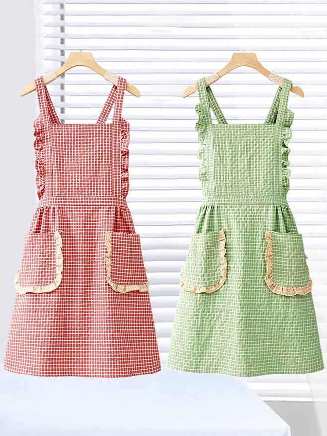 Small Cooking Apron with Pocket, Pinafore Apron Dress for Women, Kitchen Apron Gift for Women, Weight within 140lb - Image 2