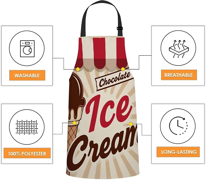 Retro ice cream poster Chefs Apron, Cooking and Baking Apron for Men and Women, Kitchen Apron, Butchers Apron, BBQ & Catering Bibs - Image 4
