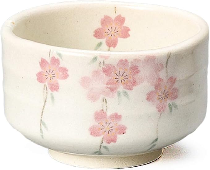 ヤマキイカイ Yamaki Ikai Ceramic F1529 Matcha Bowl, Shunyama Weeping Cherry Blossom, Diameter 4.7 x Height 3.1 inches (12 x 8 cm), Minoyaki