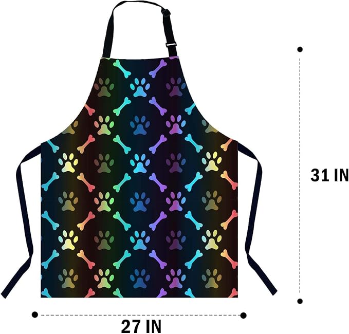 Dog Paw and Bone Apron for Women Men, Adjustable Apron Cooking Kitchen Chef Apron for Home Kitchen, Baking Gardening BBQ, Coffee House, Restaurant - Image 2