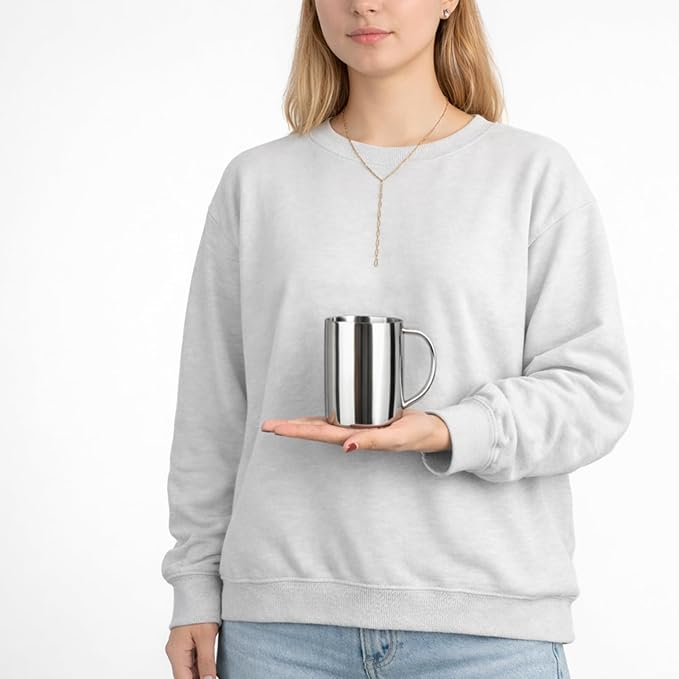 IMEEA 13.5oz Stainless Steel Coffee Mug, Double Walled Cup with Handle for Coffee & Latte, Camping Use, Set of 2