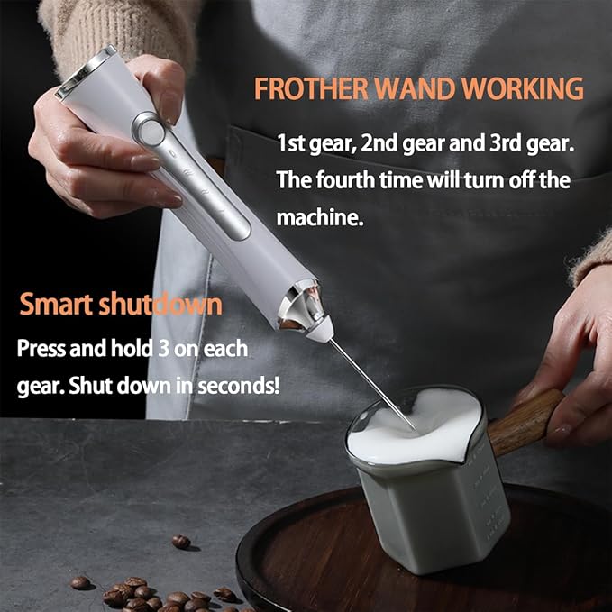 Rechargeable Milk Frother Handheld For Coffee,3 Speeds Frother Wand With Stand, Batidora De Mano Electrica,Coffee Frother With 2 Heads,Drink Mixer Electric Handheld,Kitchen Essentials (Colorful 2)