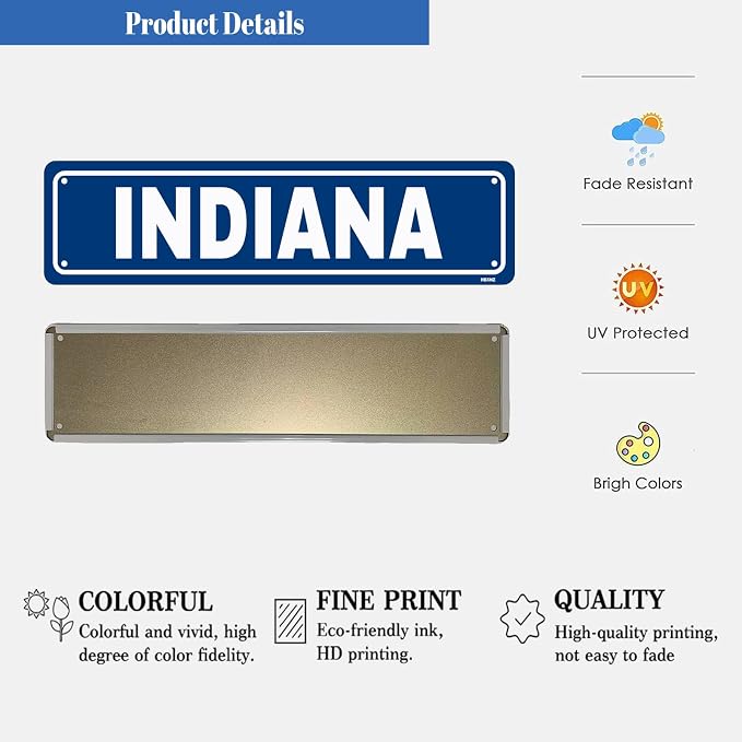 Indiana Sign Man Cave Metal Tin Signs Street Road Sign for Cafes Bar Pub Beer Club Wall Home Decor 16X4 Inches - Image 3