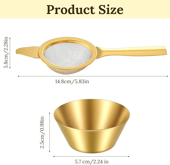 2Pcs Matcha Sifter 2.2 Inch Matcha Strainer With Base - 30 Fine Mesh T304 Stainless Steel Fine Mesh Strainers for Loose Tea, Coffee, Cocktail