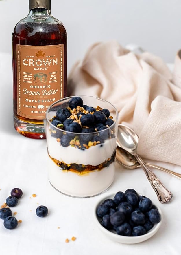 Crown Maple Certified Organic Brown Butter Flavor Maple Syrup, Gluten Free, No Preservatives, Non-GMO Pancakes, Waffles, and French toast Breakfast Topping, 8.5 Fl Oz (Pack of 1) - Image 3