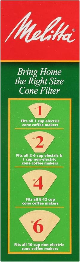 Melitta #4 Cone Coffee Filters, Natural Brown, 300 Total Filters - Fits all 8-12 Cup Cone Coffee Makers and Pour-Overs, Compostable, Tear-Resistant, Made in USA, 100 Count (Pack of 12)