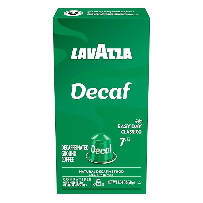 Lavazza Espresso Maestro Decaf (DEK) Aluminum Capsules Compatible with Nespresso* Original Machines, Medium Espresso Roast, Arabica and Robusta Blend, Packaging Vary,10 Count(Pack of 12)
