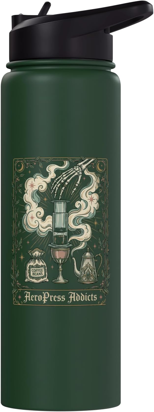 Gothic AeroPress Coffee Shirts Mystical Coffee Brewing Scene Stainless Steel Insulated Water Bottle