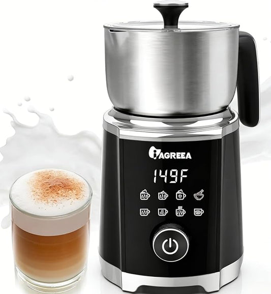 IAGREEA Electric Milk Frother, 20.3oz Automatic Hot & Cold Milk Frother with Variable Temperature & Froth Control, Detachable Dishwasher Safe Milk Steamer for Latte, Cappuccino, Matcha