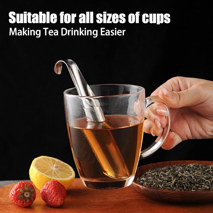 2PCS Stainless Steel Tea Diffuser Tea Infuser,Tea Pipe with Hanging Hook Handle,Fine Holes Tea Interval Diffuser for Loose Tea Leaf Coffee Herbs Spices