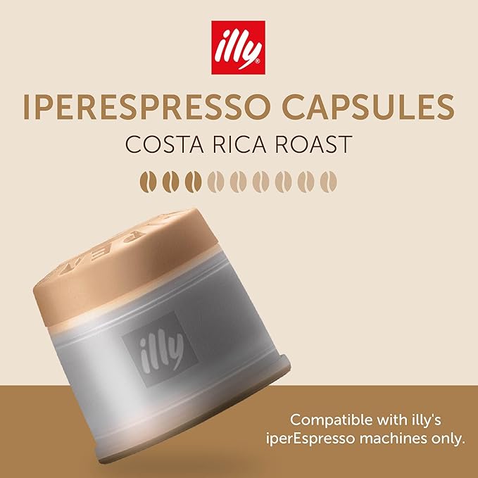illy Coffee IperEspresso Capsules, Costa Rica Single Origin Medium Roast Coffee Pods, 100% Arabica, Premium Italian Blend, 18 Count, 6 Pack