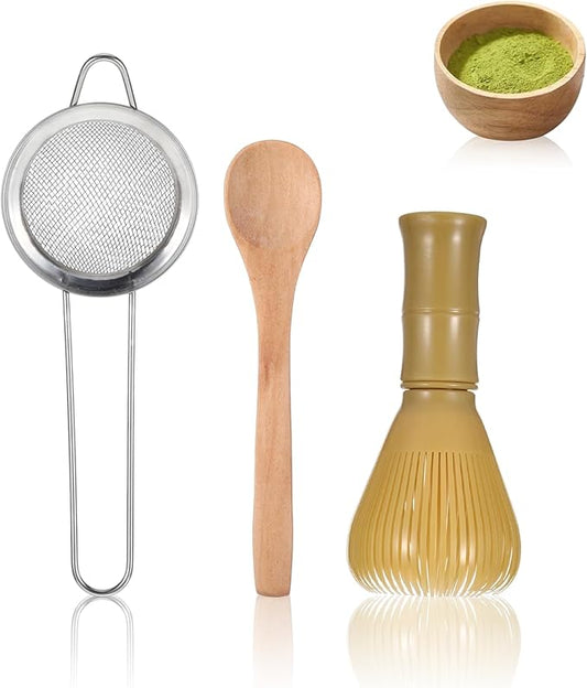 3PCS Resin Matcha Whisk Set, Easy-To-Clean Bamboo Macha Tools for Perfect Stirring, Suitable for Making Ceremonial-Grade Matcha, Tea Accessories for Tea Lovers for Christmas, Birthdays