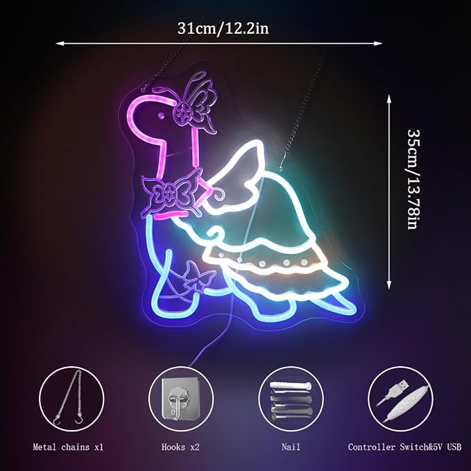 Dinosaur in Bow & Cape Adventurous Friend Light - Cute & Bold LED Wall Art for Kids Room, Playroom, Dinosaur Party or Imaginative Decor, Dimmable USB, Whimsical Gift for Dino Lovers - Image 3