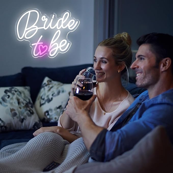Bride to Be Neon Sign Wedding Light Signs White Led Neon Light Signs USB Dimmable Led Lights Sign for Bachelorette Engagement Party Bridal Shower