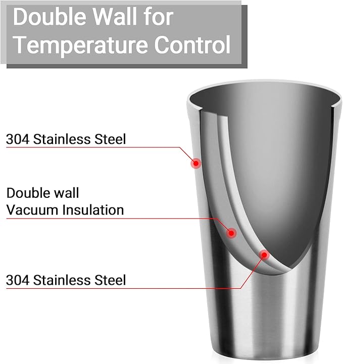 Beasea Stainless Steel Cups 16 oz, 12 Pack Large Stainless Steel Tumbler Bulk Stackable Double Wall Insulated Metal Pint Glasses Tin Cups for Drinking Home Restaurant Office Party Camping