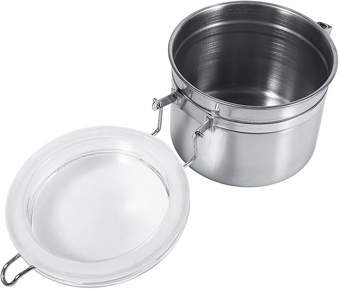 Stainless Steel Kitchen Food Storage Container Bottle For Sugar Tea Coffee Beans Dry Goods Transparent Cover Easy To Use Kitchen Canister (Small Size (29.9 X 15 X 6.7in))