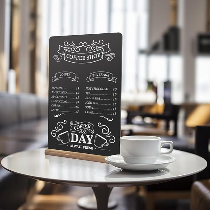 Double-Sided Tabletop Chalkboard Set Wooden Chalkboards Store Signs for Café Menus Retail Signs Event Displays Welcome Messages Bars Weddings (11.8" Hx8.4 W Black5)