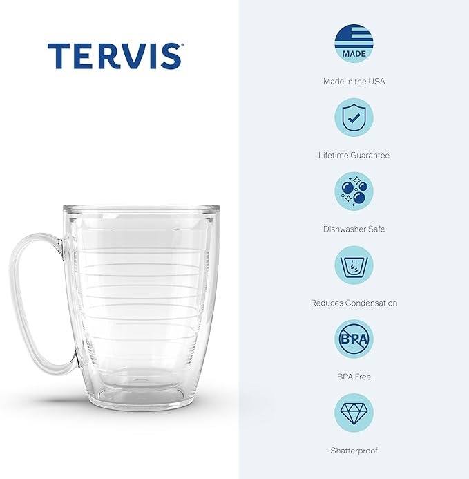 Tervis Made in USA Double Walled University of North Carolina Tar Heels Insulated Tumbler Cup Keeps Drinks Cold & Hot, 16oz Mug, Primary Logo
