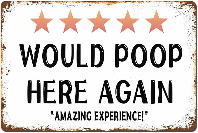 Funny Bathroom Poop Here Sign Bathroom Wall Decor 8 x 12 Inch Funny Door Signs for Bar Cafe Pub Home Toilet Wall Decoration by bivrten
