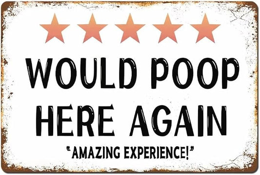 Funny Bathroom Poop Here Sign Bathroom Wall Decor 8 x 12 Inch Funny Door Signs for Bar Cafe Pub Home Toilet Wall Decoration by bivrten