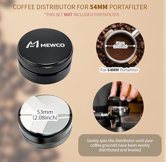 7 Pack Espresso Tamper Station&Coffee Distributor Tamper&Espresso WDT Stirrer&Coffee Tamping&Brush&Coffee Dosing Funnel&Espresso Puck Screen, Espresso Accessories for Bar Home Office (54 mm) - Image 4