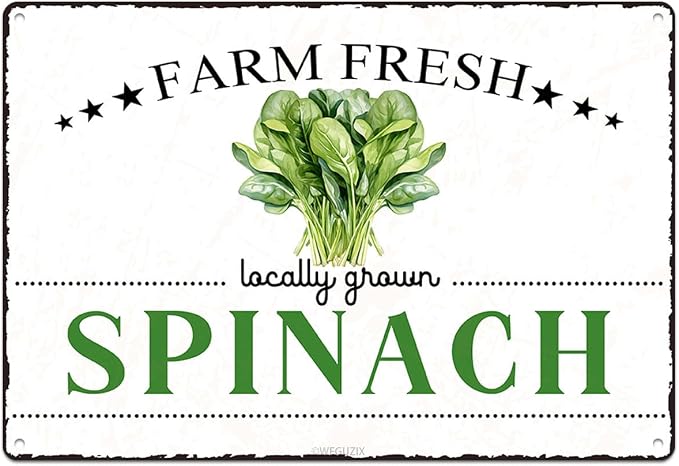 Vintage Spinach Metal Signs Wall Decor Funny Vegetables Art Poster Decorative for Home Farmhouse Kitchen Garden Cafe Bar Farm Porch Fence Yard 12X8 Inch Aluminium Hanging Plaque by WEGUZIX